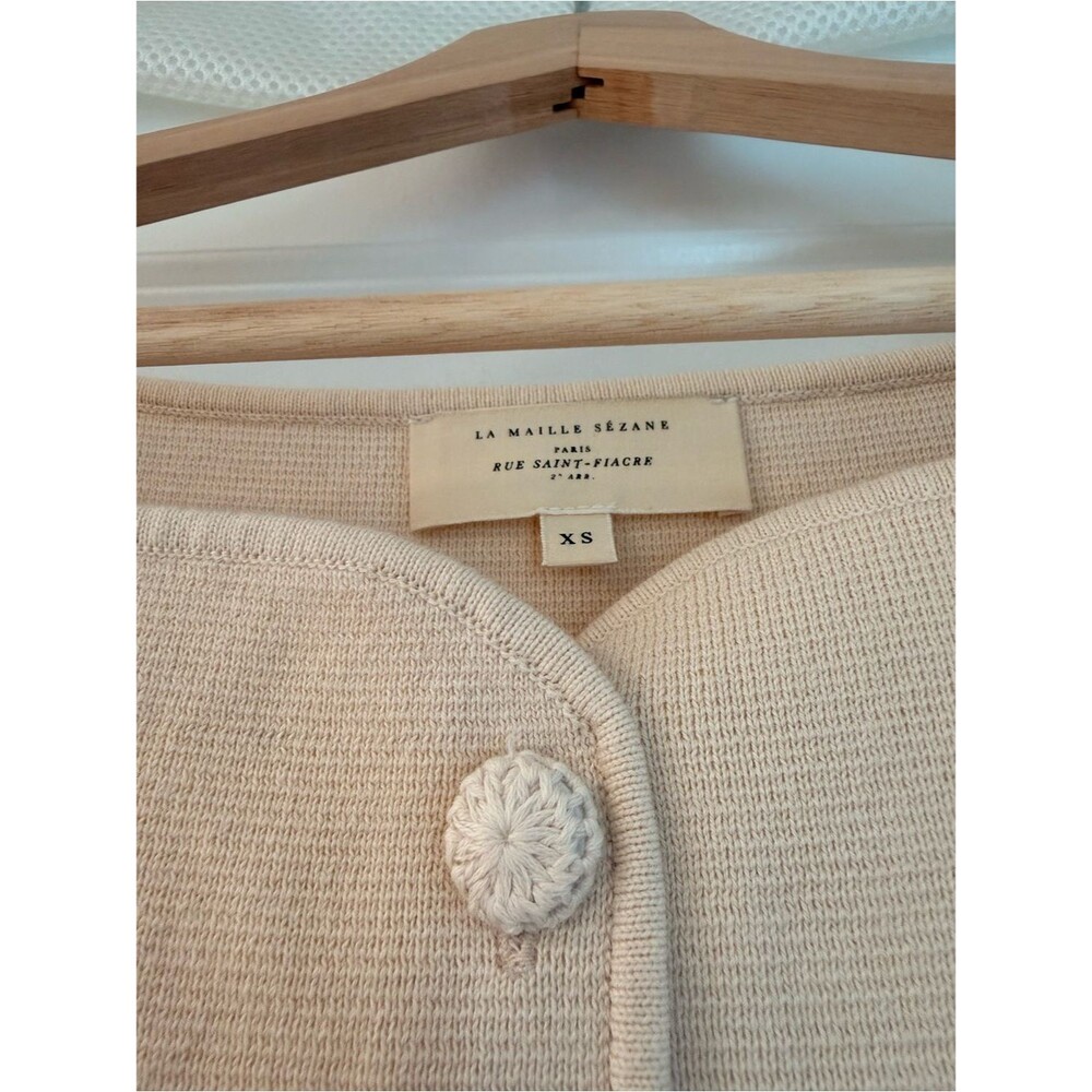 NWOT Sezane Classic Cream Button-Front Sleeveless Knit Cotton CHARLIE Dress - Picture 6 of 11